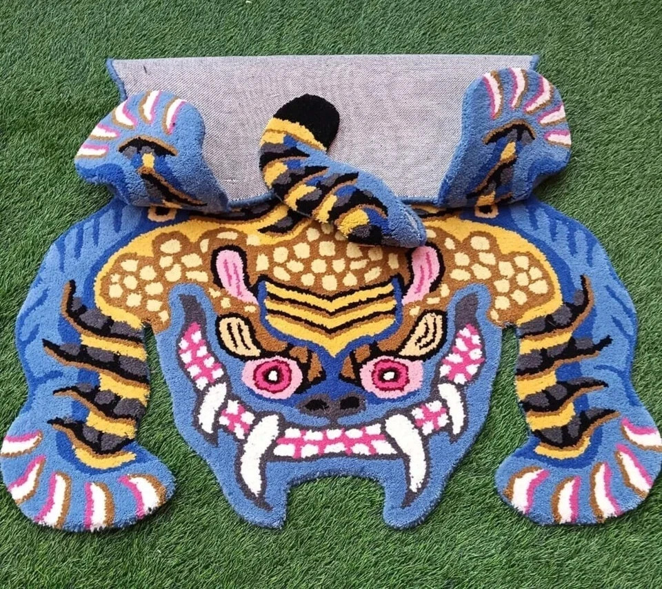 Hand Tufted Tibetan Tiger Rug Multicolored Rug Hand Tufted Area Rug gallery