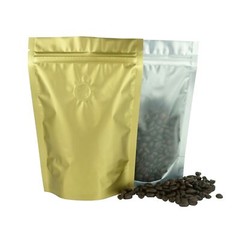 QQ Studio Coffee Pouch for Espresso Beans, Gold Single Origin Bag with Valve