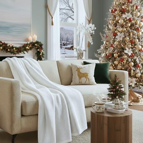 Cloud Scape Linen 100% Cotton Throw Blanket 50x70 Throw (50" x 70") White gallery