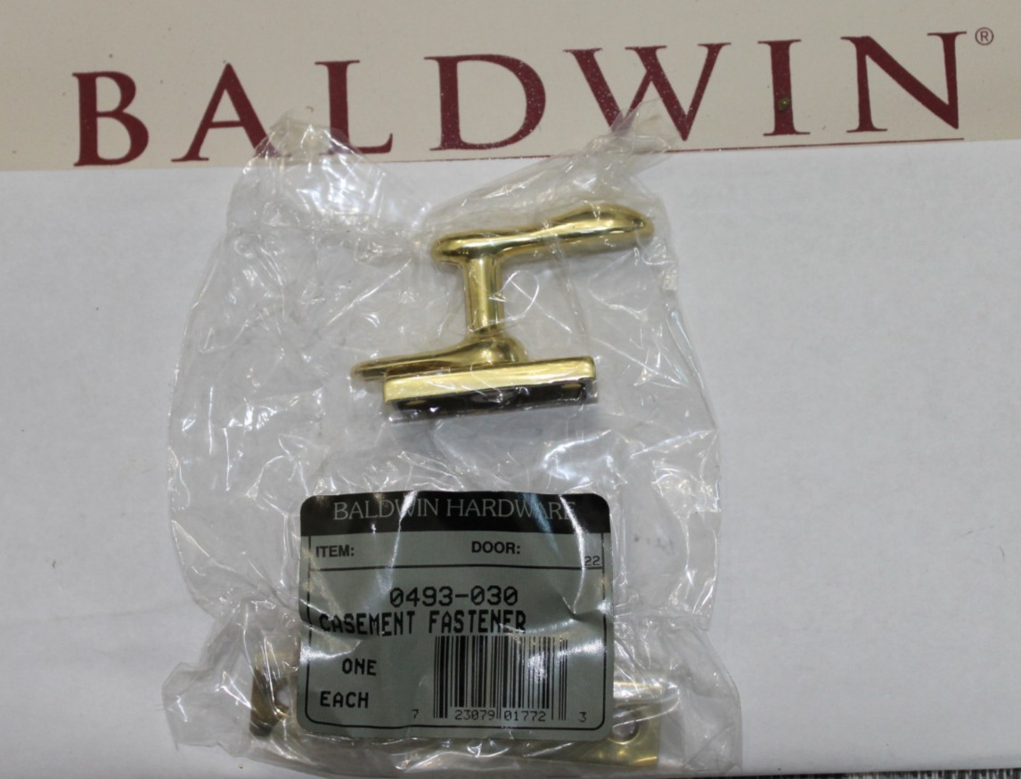 Baldwin Estate 0493-030 Solid Brass Casement Fastener in Polished Brass NEW gallery