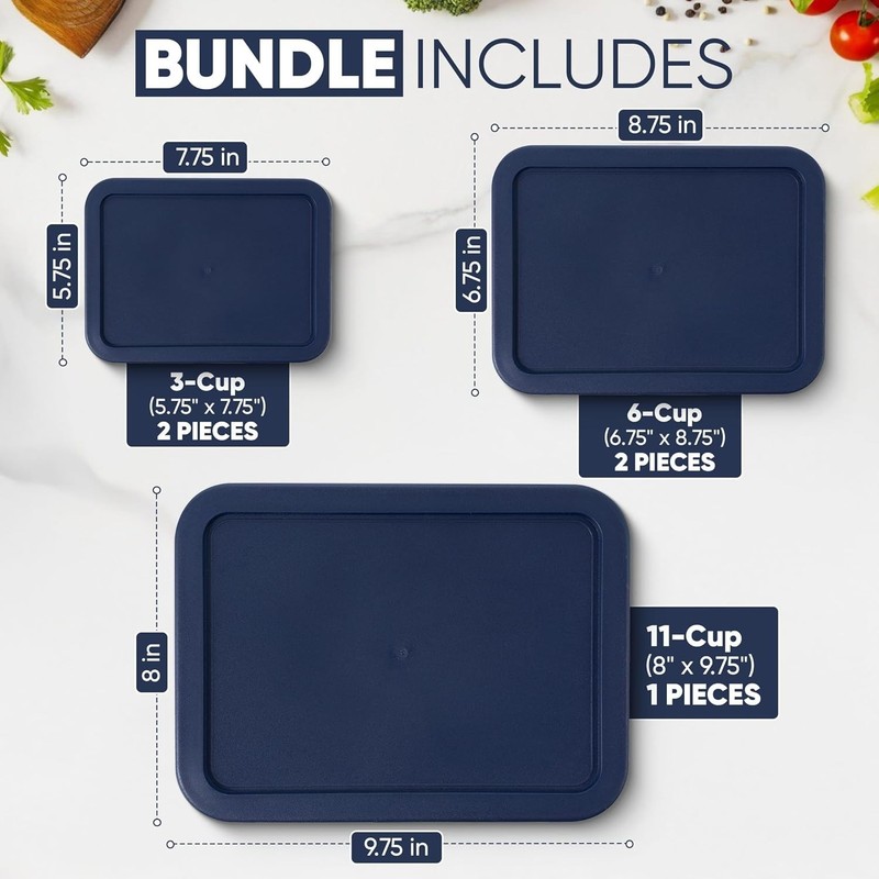 Replacement Rectangular Lids for Pyrex Glass Food Storage Containers 3 6 11 CUP gallery
