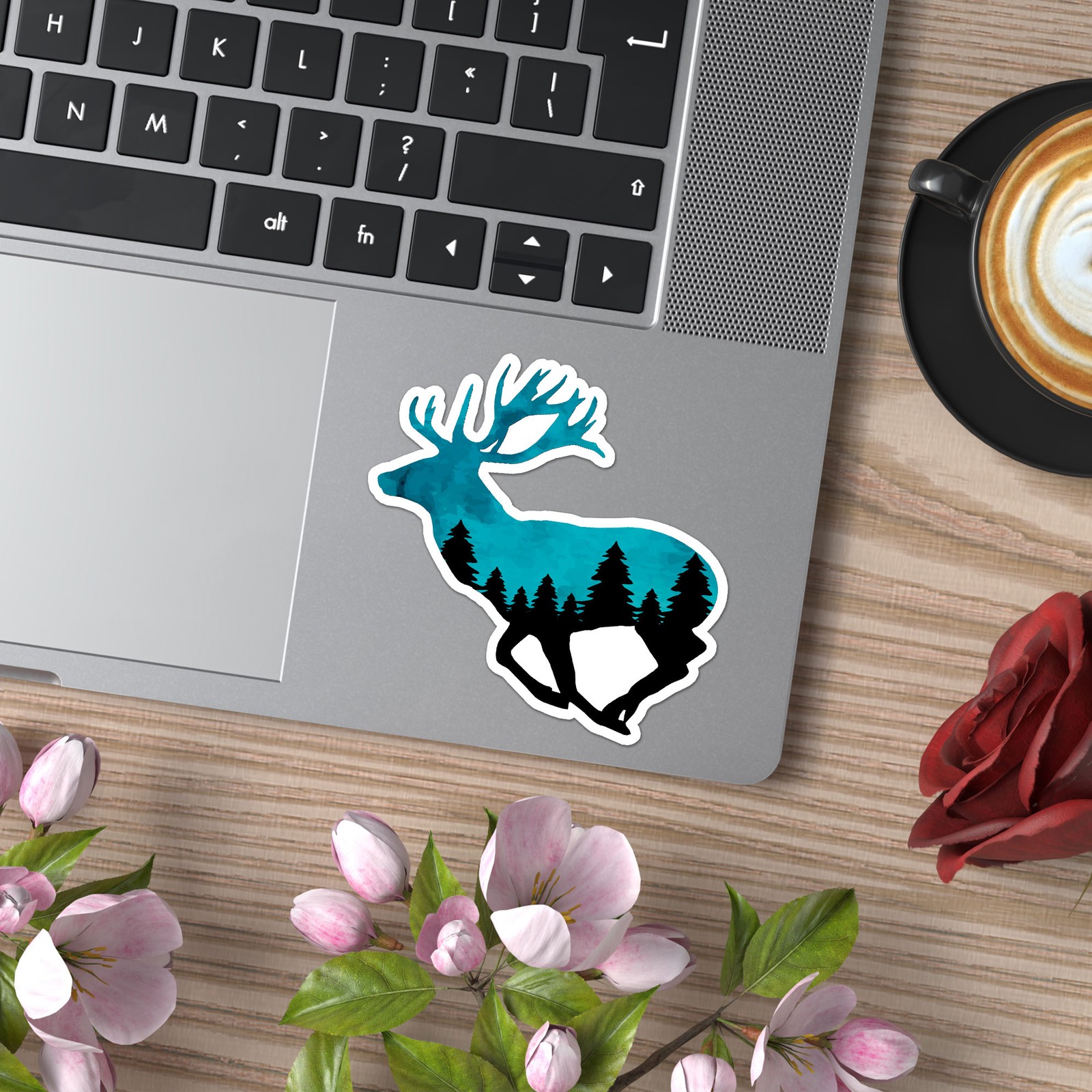 Deer Buck Pine Trees - Vinyl Decal Sticker - Car Window Laptop - ebn8661 gallery
