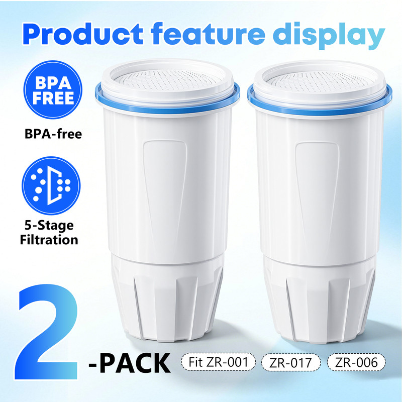 Zero Pitcher Water Filter Replacement 5-Stage 2 Pack Fit ZR-001 ZR-004 gallery