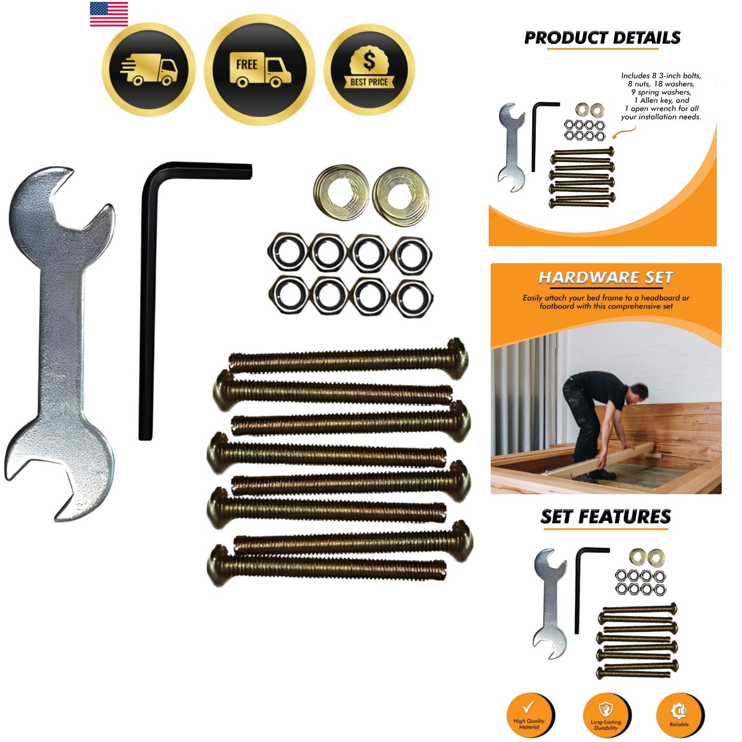 Bed Frame Hardware Set - Heavy Duty Screws and Bolts for Metal Bed Frame - At... gallery