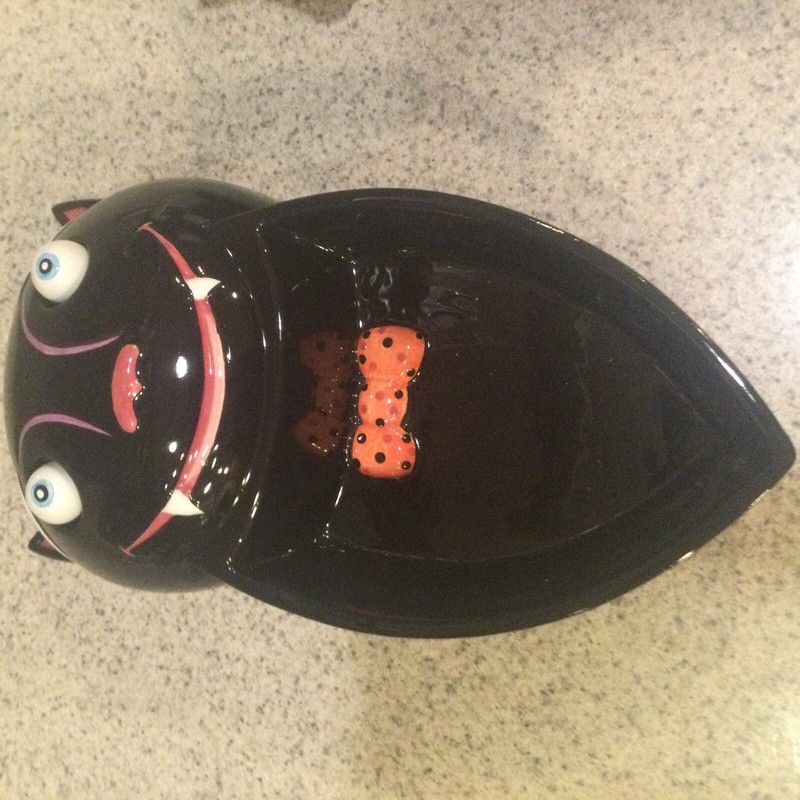 Halloween Black Bat Spreading Wings Divided Dish Candy Hors d’oeuvres Dept 56 gallery