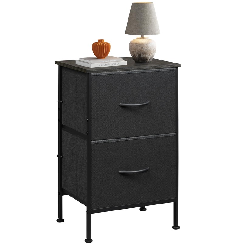 Black Night Stand Nightstand with 2 Drawers Small Dresser for Bedroom Bedside... gallery
