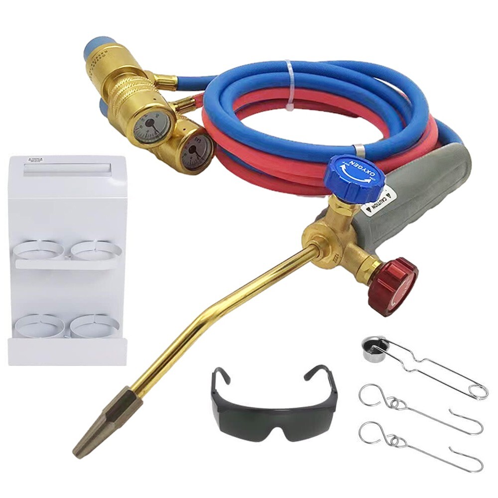 Oxygen MAPP Torch Kit W/ Pressure Meter W/ Tank Support, Glasses And Flint Spark gallery