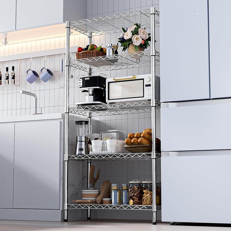 5 Tier Wire Storage Shelf Adjustable Heavy Duty Garage Shelving Kitchen Rack 63" gallery