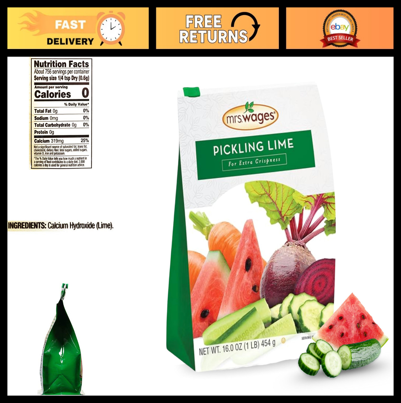 Pickling Lime for Crispy Pickles - Easy-to-Use, Resealable 1 lb Bag, Value Pack gallery