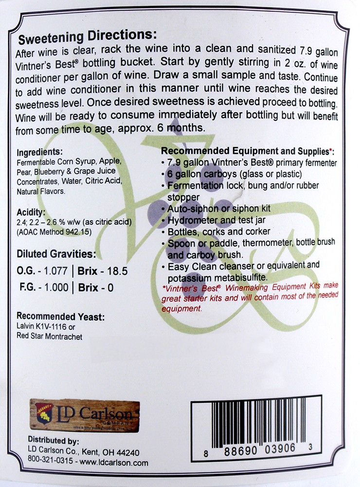 Vintners Best Fruit Wine Base Blueberry for Home Wine Making 128 oz. Jug gallery