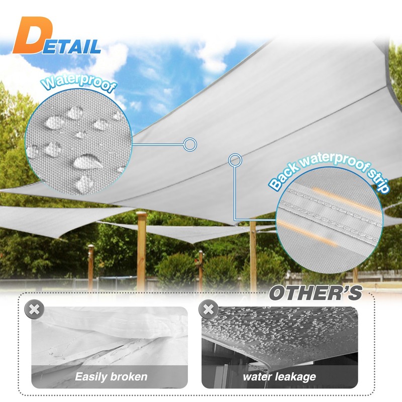 Gray Custom 5-12FT Rectangle Waterproof Sun Shade Sail Garden Pool Patio Cover gallery