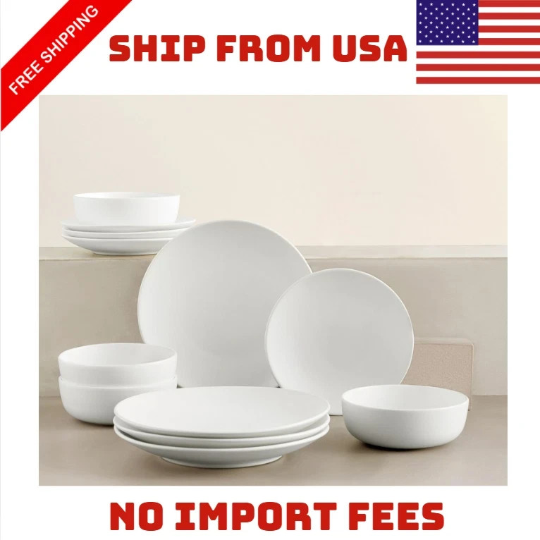 Potterybarn Mason Stoneware Dinnerware Sets 12-Piece, Matte True White NEW gallery