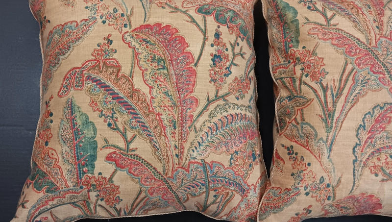 Ralph Lauren Coco Palm Leaf Throw Pillows 2 Gold Tan Floral 18" Made In Italy gallery