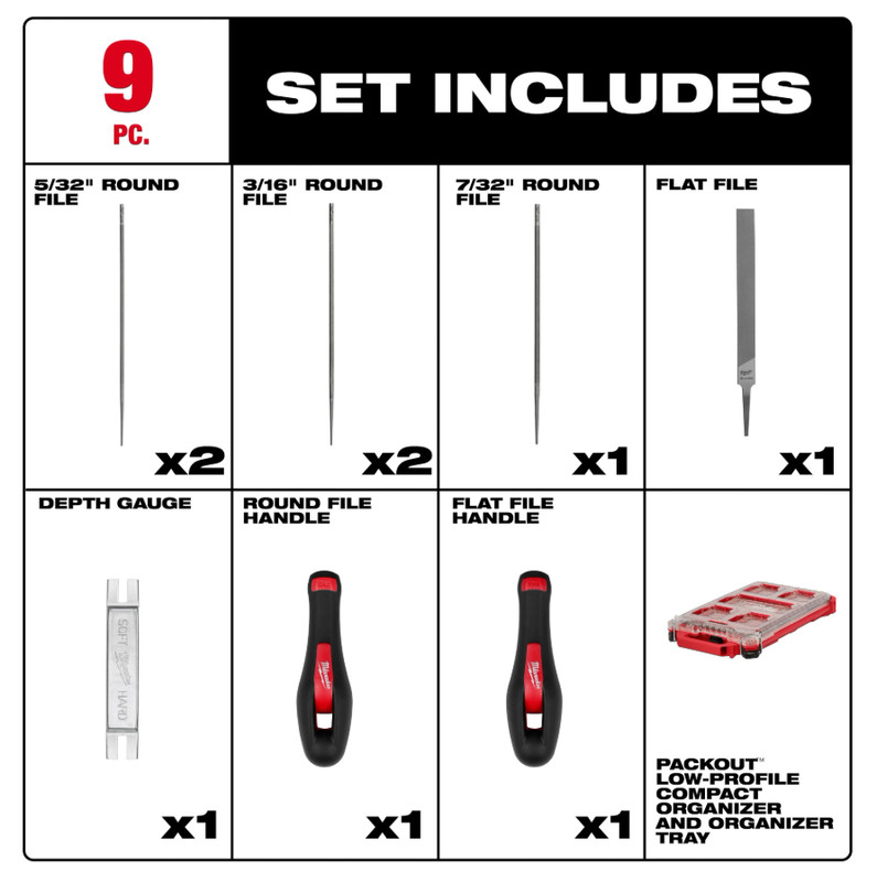 Milwaukee 49-16-2880 9pc Saw Chain Sharpening Set PACKOUT gallery