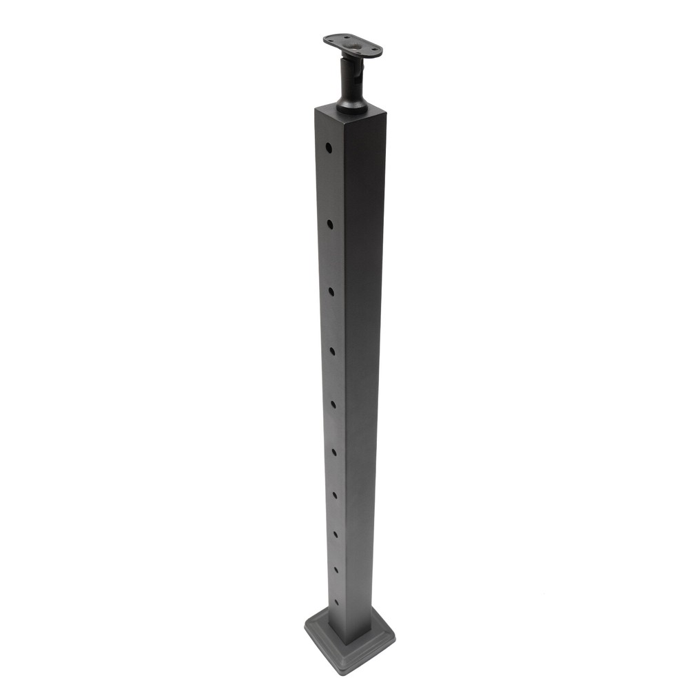 Level drilled Cable Railing Post 36"x2"x2"(Post Body 33") Stainless Steel Black