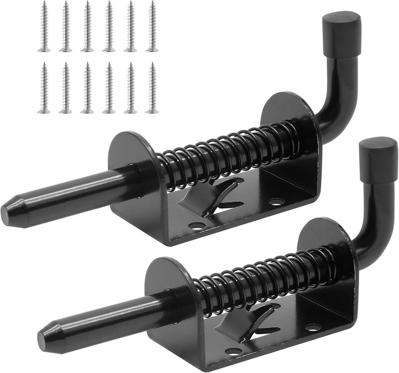 2 Pack 6 Inch Spring Loaded Latch Bolt Latch Pin Door Lock for Shed Gate Trailer gallery