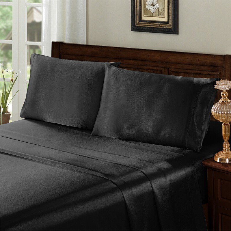 Serenta Luxury Super Soft & Silky 4PC Satin Sheet Set Solid Color Deep Pocket gallery