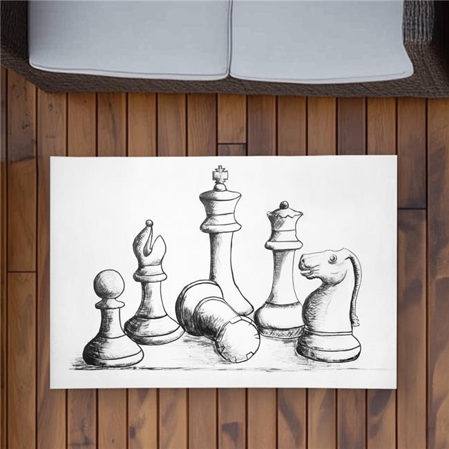 2x3 ft. Chess Game Pieces - Minimalist Outdoor Area Rug for Home Decor - Rect... gallery