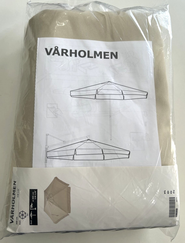 Ikea VARHOLMEN Umbrella Replacement Canopy 118 1/8" Beige 404.454.05 NEW gallery