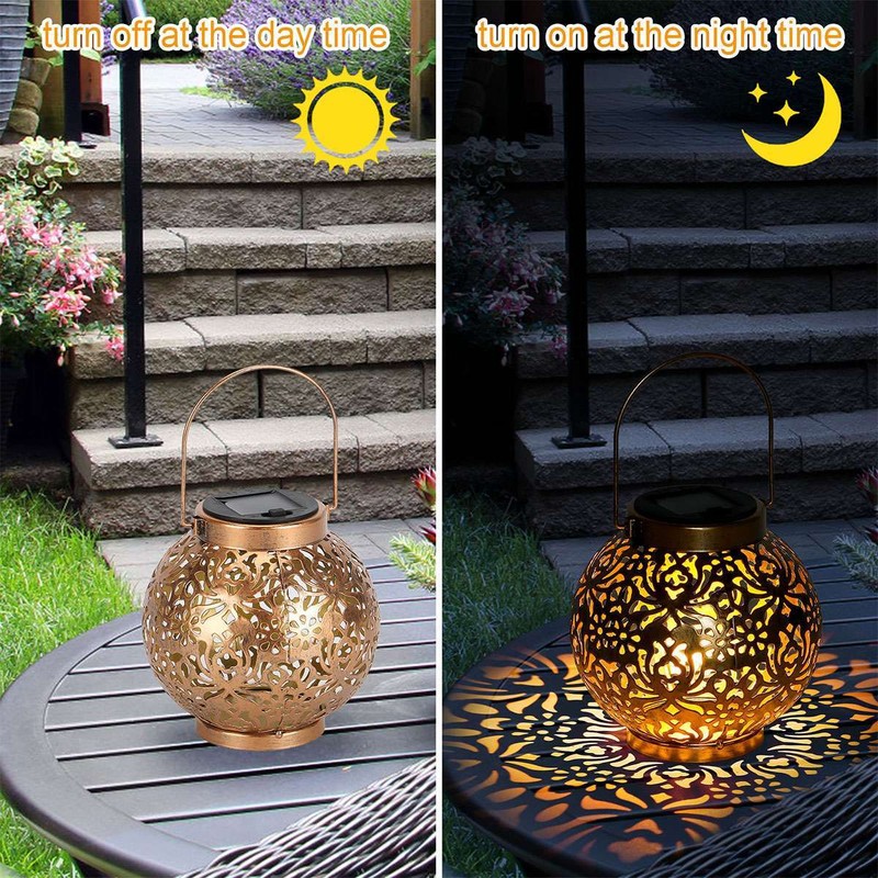 Solar Lantern Hanging Light LED Outdoor Retro Garden Lamp Waterproof Decor gallery