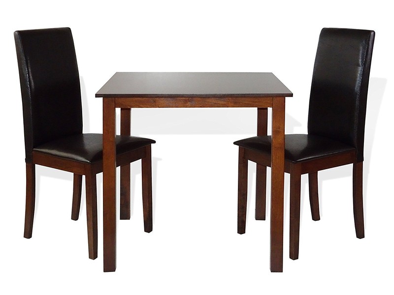 Contemporary Square Dining Kitchen Solid Wood Table in Medium Brown Finish gallery