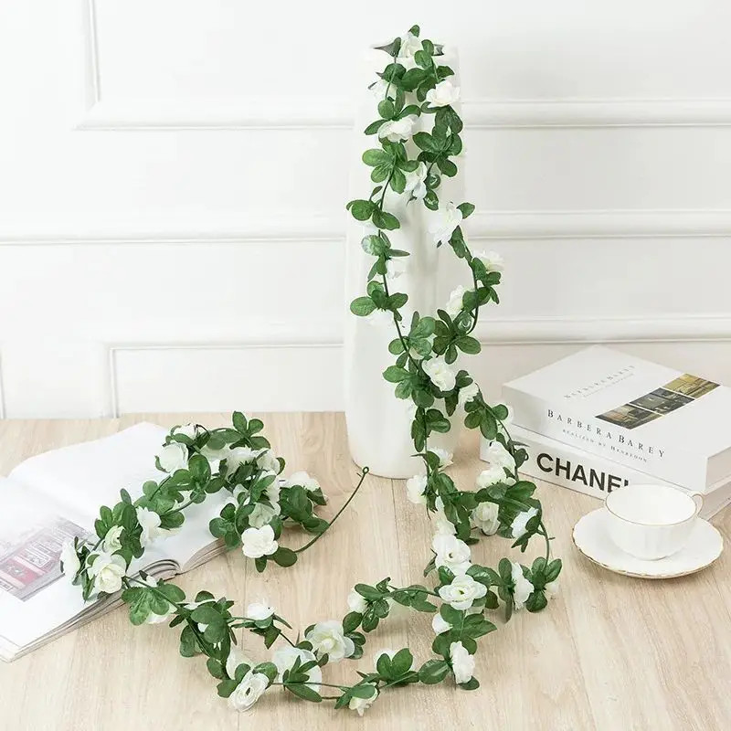 250cm Artificial Rose Garland Flower Vine for Wedding Party Home Wall Decoration gallery