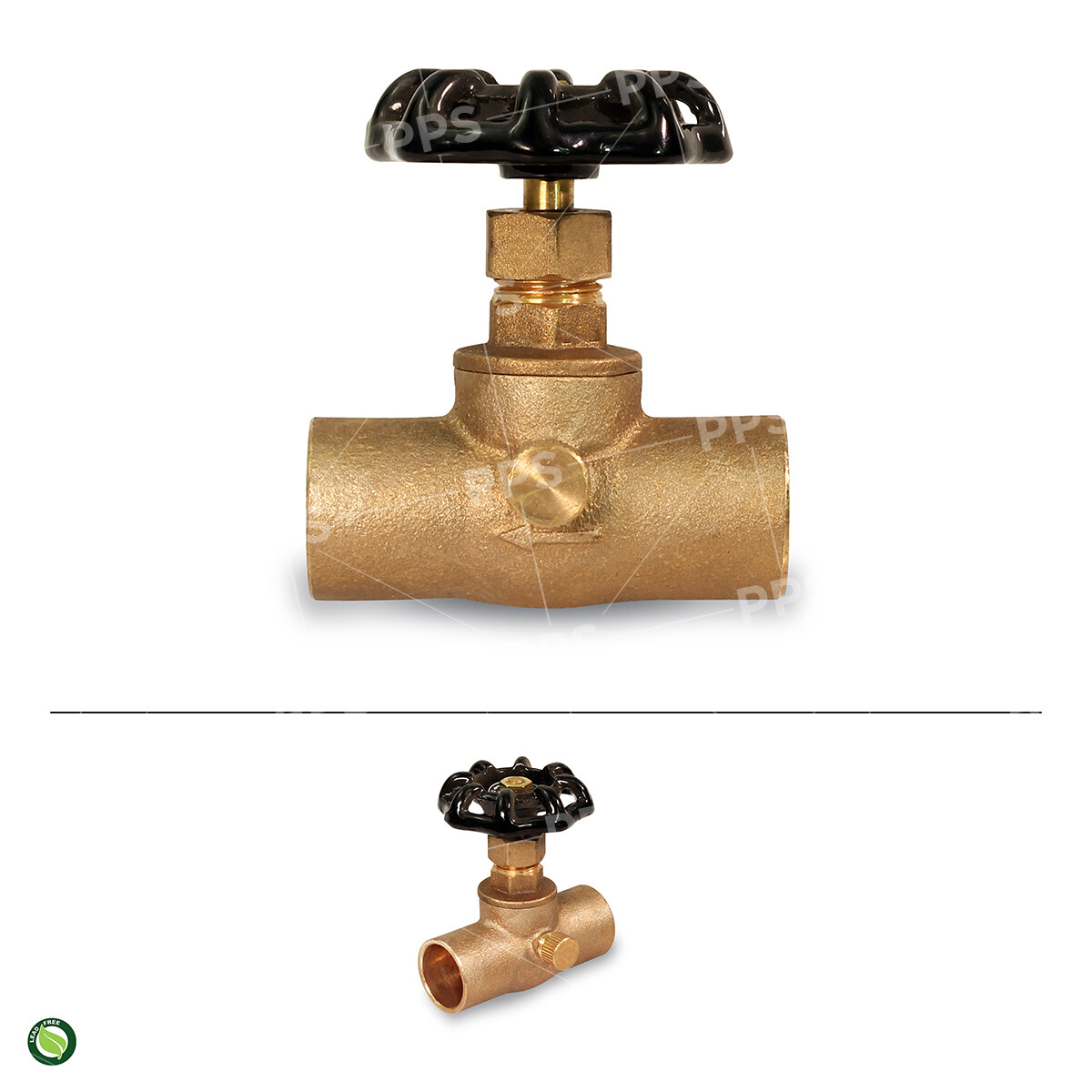 Midline Valve Stop Valve with Drain Lead Free, Sweat Connections, Brass gallery