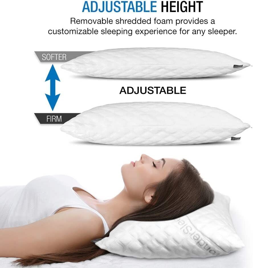 WonderSleep Dream Rite Shredded Memory Foam Pillow - Queen Size, 1 Pack gallery