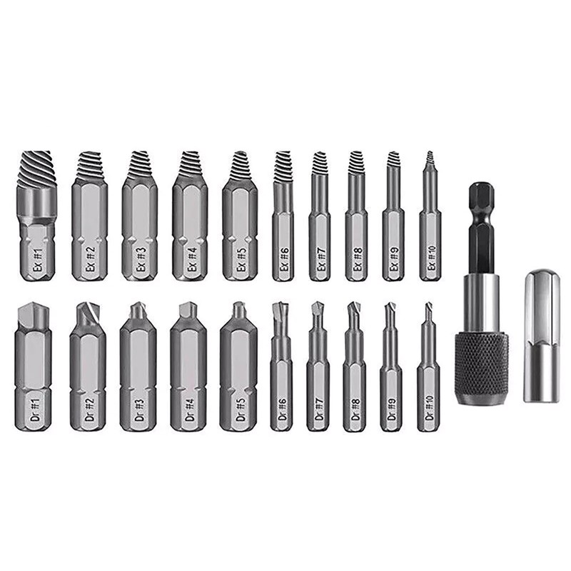 22PC Screw Extractor Remover Set Easy Out Damaged Stripped Drill Bits Bolt gallery