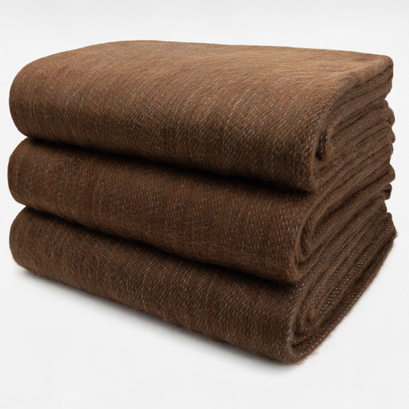 DOUBLE DENSITY ALPACA WOOL BLANKET THROW | QUEEN SIZE | SOFT & WARM EARTH BROWN gallery