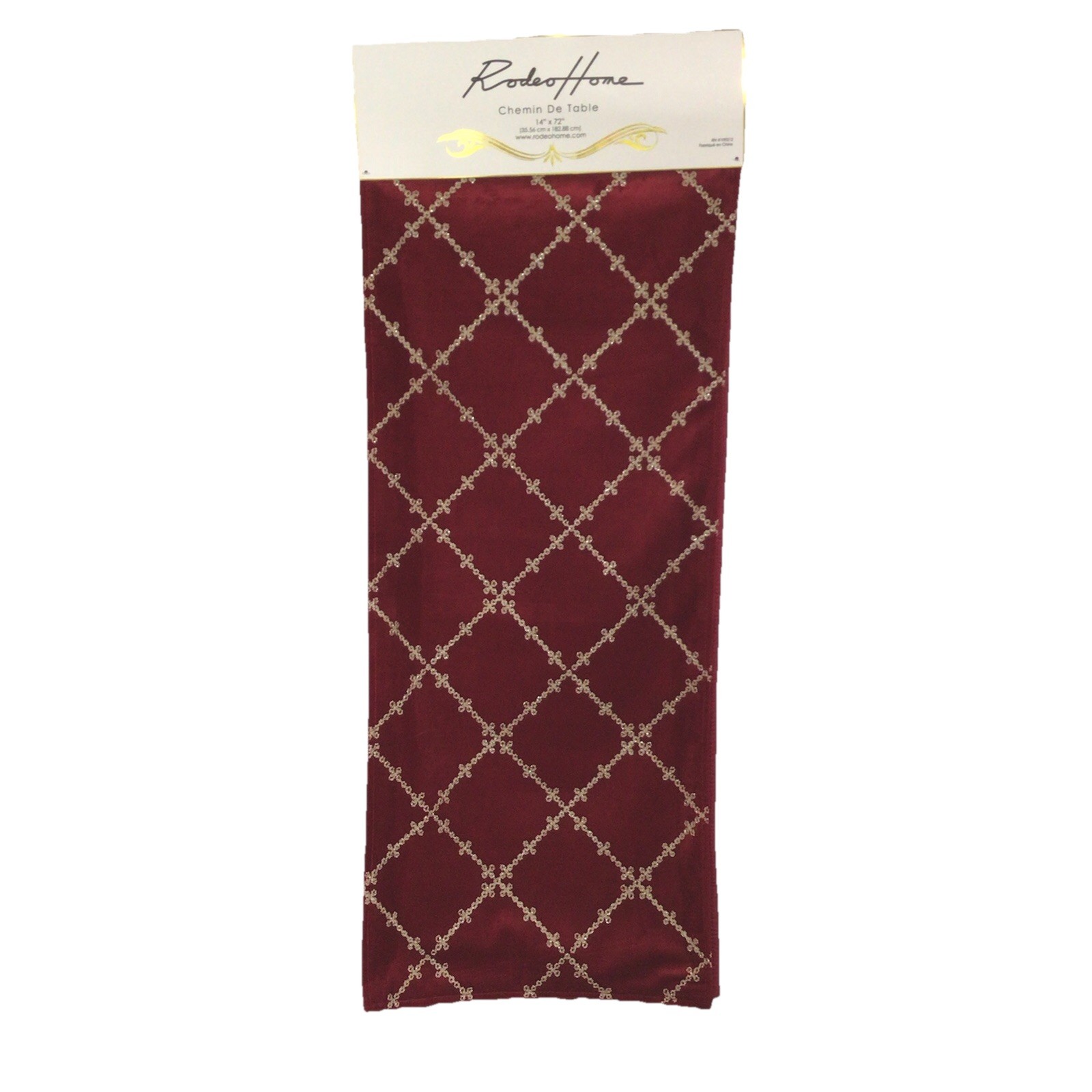 NEW Rodeo Home Table Runner Velvet Burgundy Gold 14"x72" gallery
