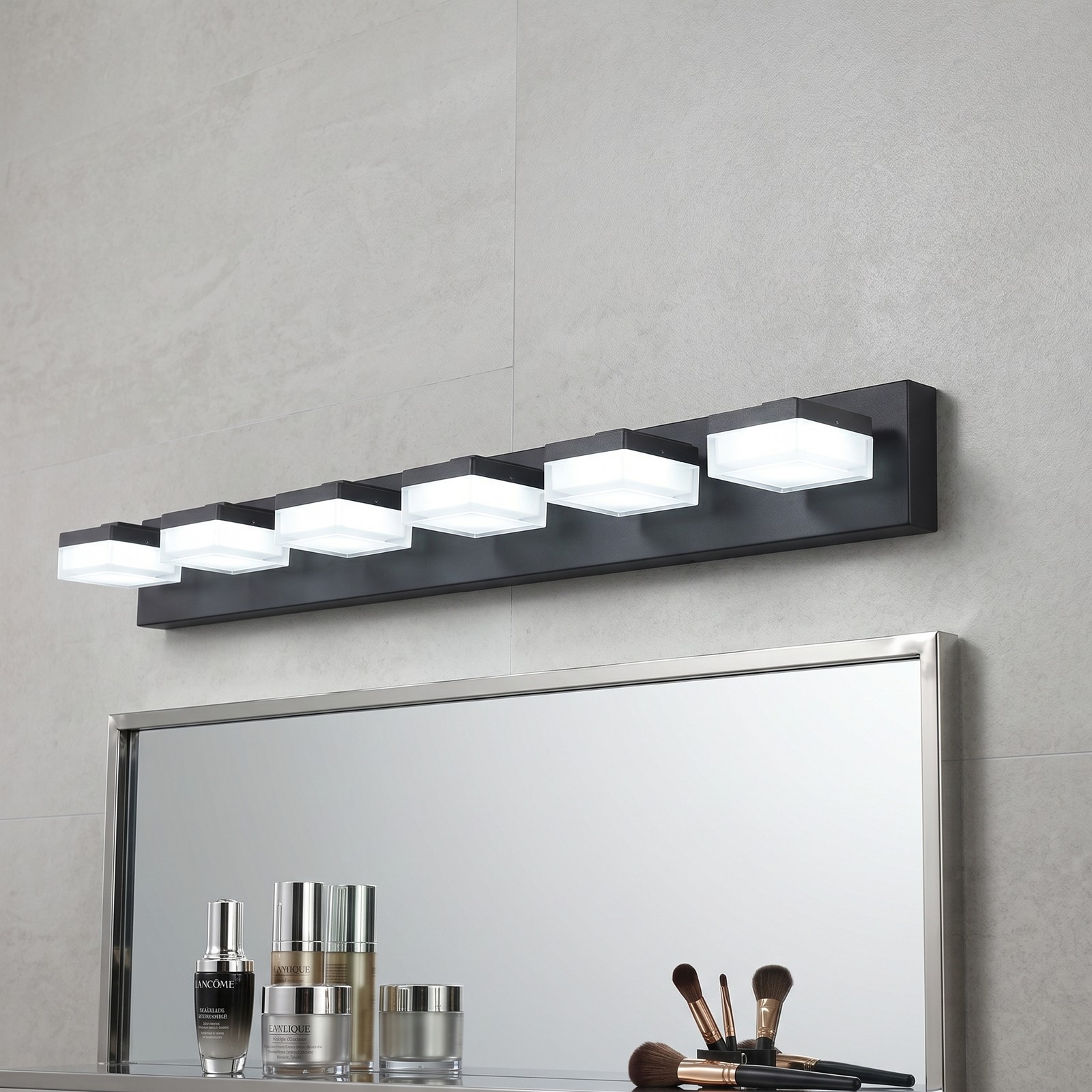 38 in Vanity Light Matte Black LED 6-Lights Bathroom Mirror Wall Sconce Fixture gallery