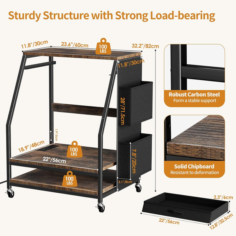 Housolution Large Printer Stand, 3 Tier 22 X 18 Inch Mobile Printer Table with C gallery