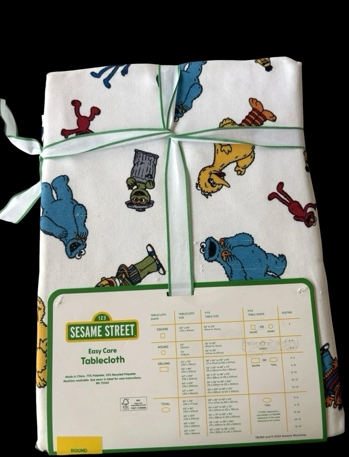 123 SESAME STREET TABLECLOTH - 70” ROUND - BRAND NEW - WITH FLAWS gallery