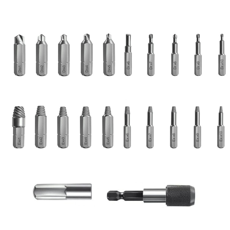 22PC Screw Extractor Remover Set Easy Out Damaged Stripped Drill Bits Bolt gallery