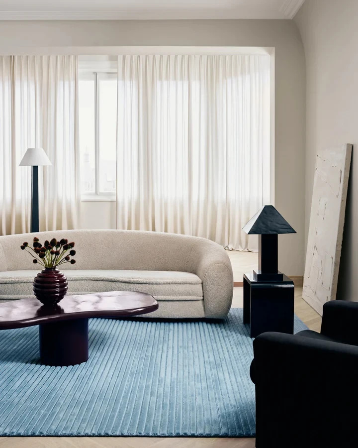 blue woolen Hand Tufted Carpet bedroom kitchen hall gallery