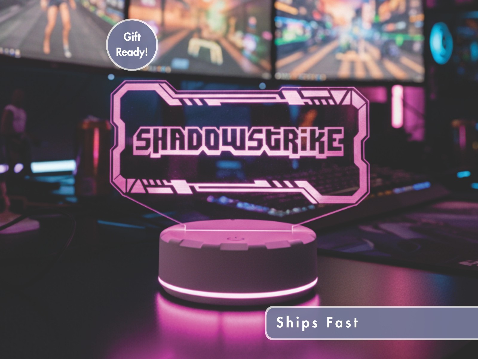 Custom Gamer LED Name Plate – Sci-Fi Design gallery