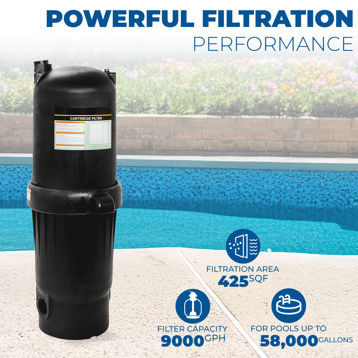 XtremepowerUS 175 Square Foot for In-Ground Pool & Spa Cartridge Filter Clean gallery