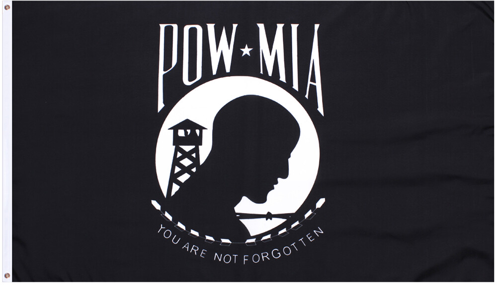 POW MIA Flag 2'x3' Large High Quality, Black / White, You Are Not Forgotten gallery
