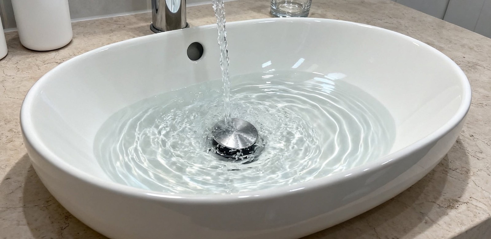 Satin Nickel Mainstays Pop-Up Drain with Overflow gallery
