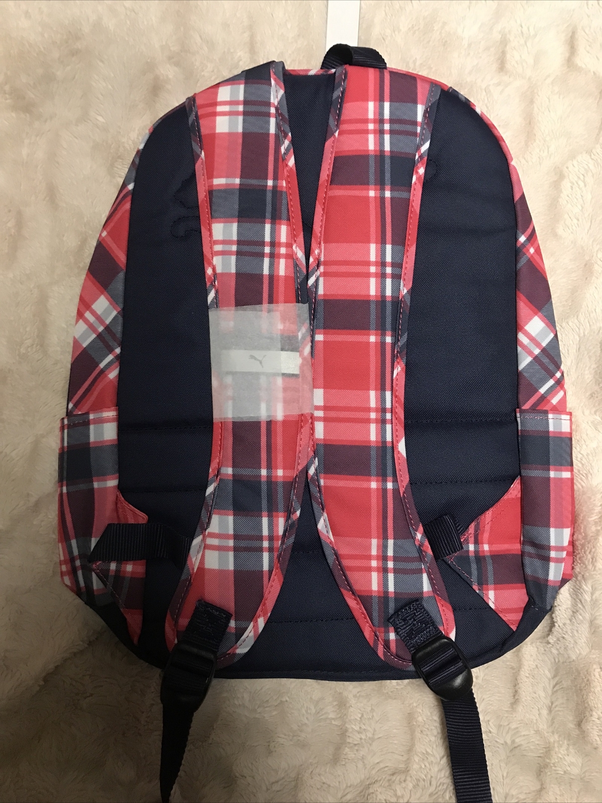 puma archetype plaid backpack pink and red 2