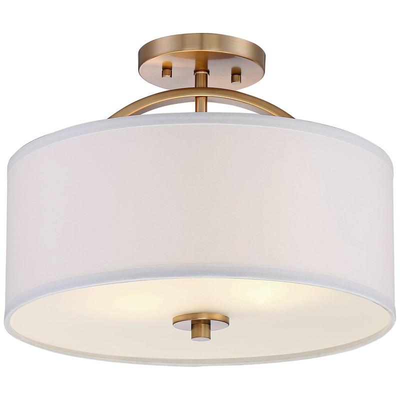 Halsted Modern Ceiling Light Semi Flush Mount Fixture 15" Warm Brass White Shade gallery