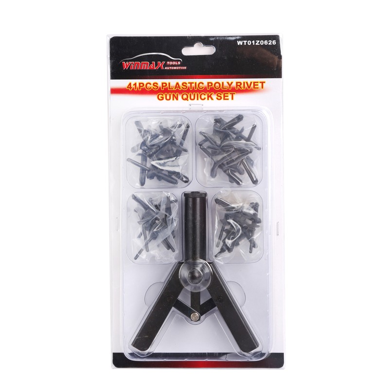 41 Pc Assorted Plastic Riveter Rivet Gun Quick Set Hand Tool W/ 40 Poly Rivets gallery
