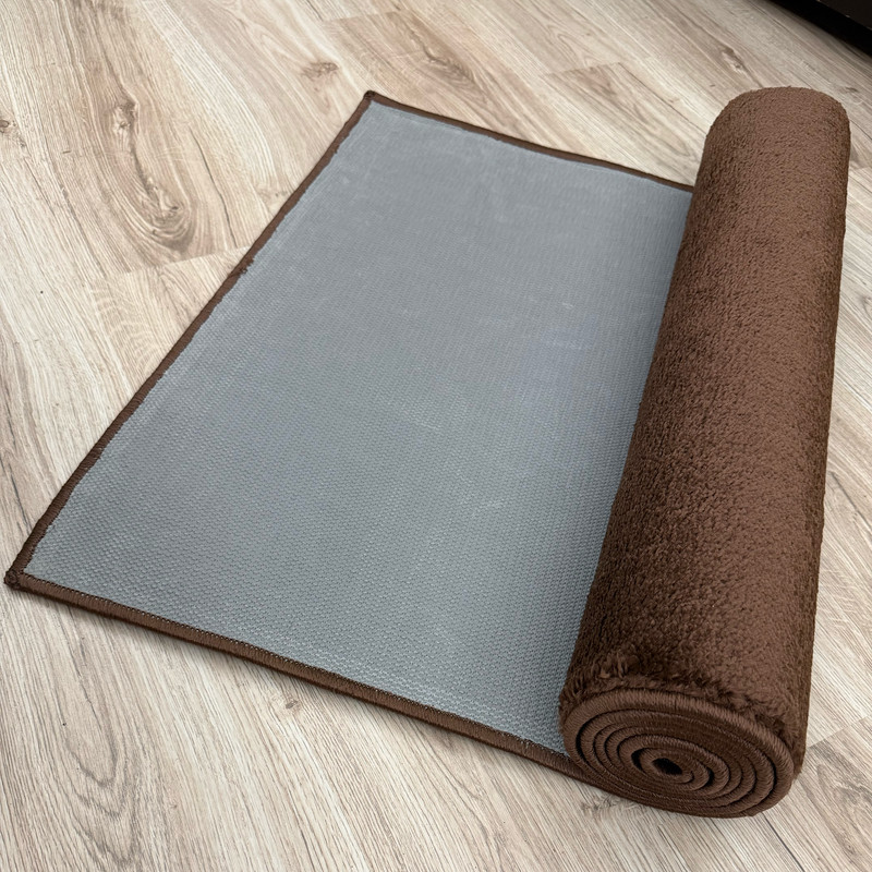 RUNNER RUG Hallway Kitchen Solid Brown Soft Touch 26" / 30" / 36" Wide gallery