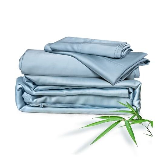 Home Sheets Bed Sheet Set, 100% Rayon derived from Bamboo, Twin Light Blue gallery