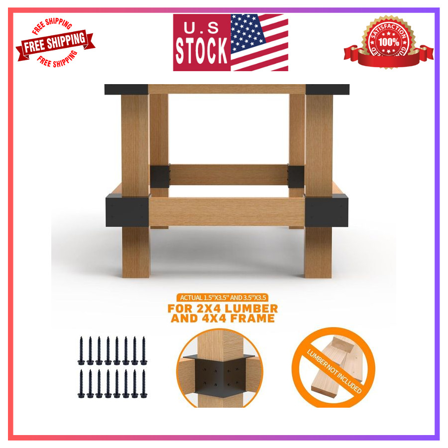 Workbench Bracket Kit – Set of 4 Steel 3-Way Brackets for 4x4 and 2x4 Lumber, Id gallery