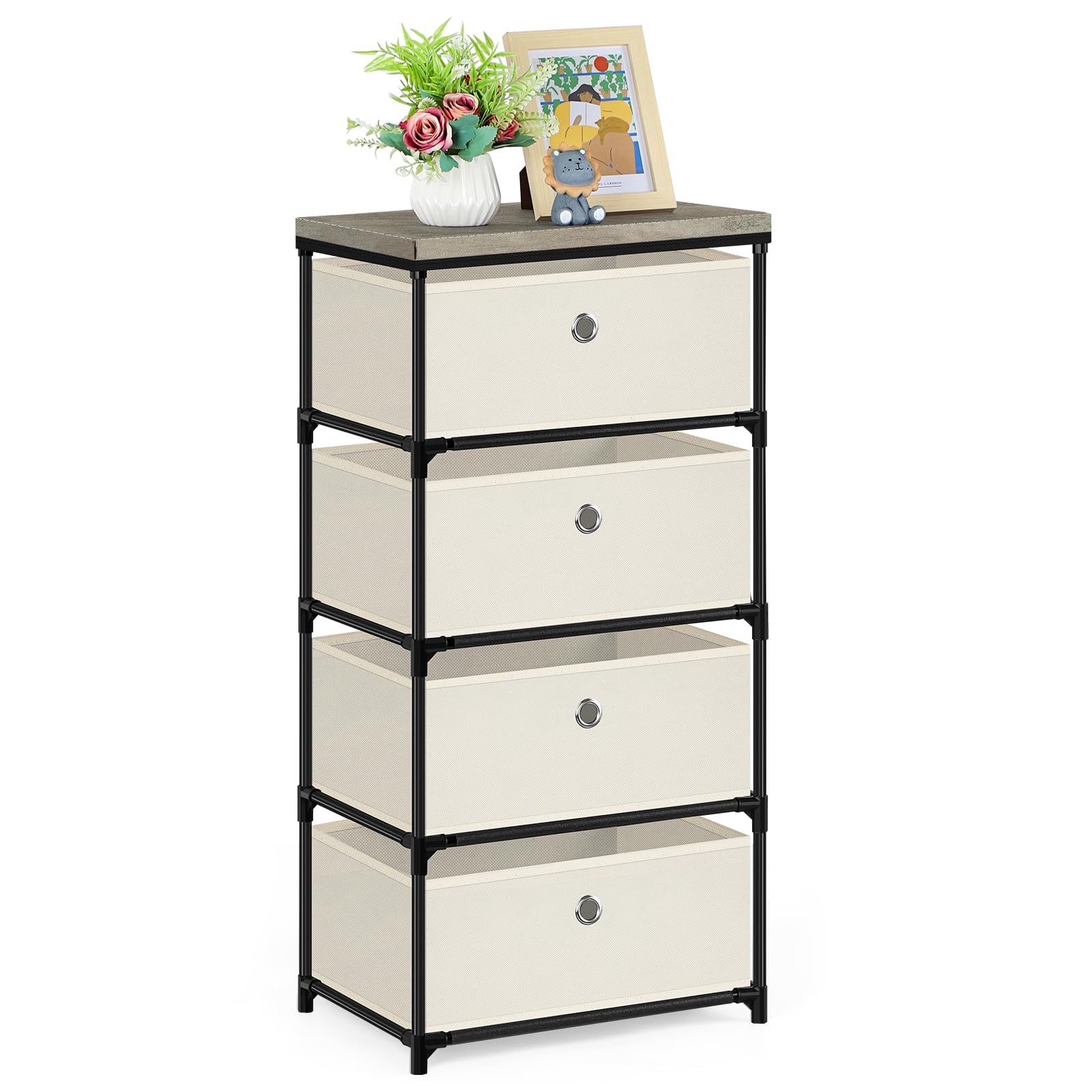 Fabric Storage Chest, Drawer Clothes Organizer - 4 Drawers Storage Organizer ... gallery