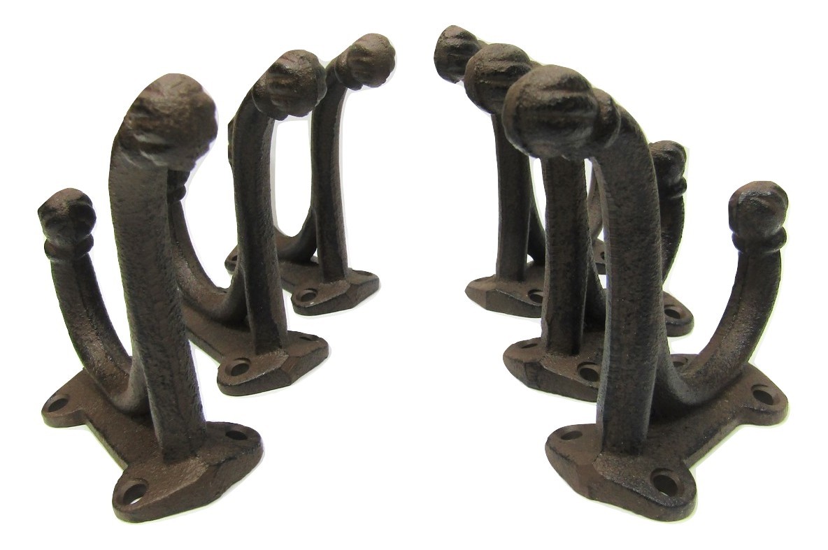 Lot 6 Antique-Style Rustic Cast Iron School Coat Hooks Wall Hardware gallery