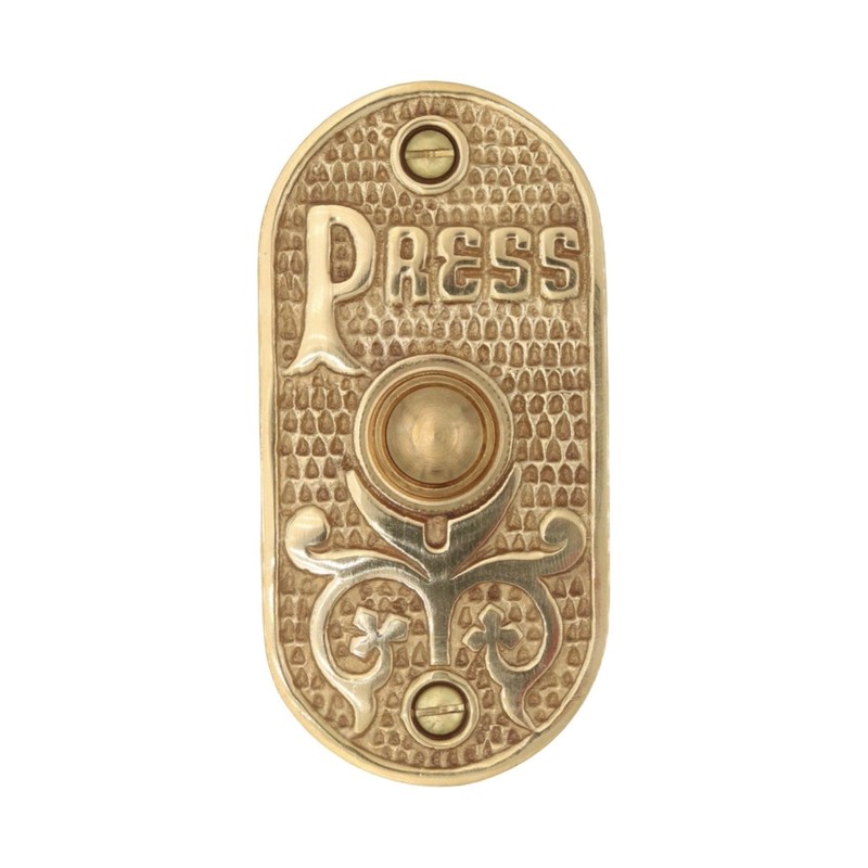 PRESS Oval Push Button Doorbell Solid Cast Brass - 3 Finish Choices gallery