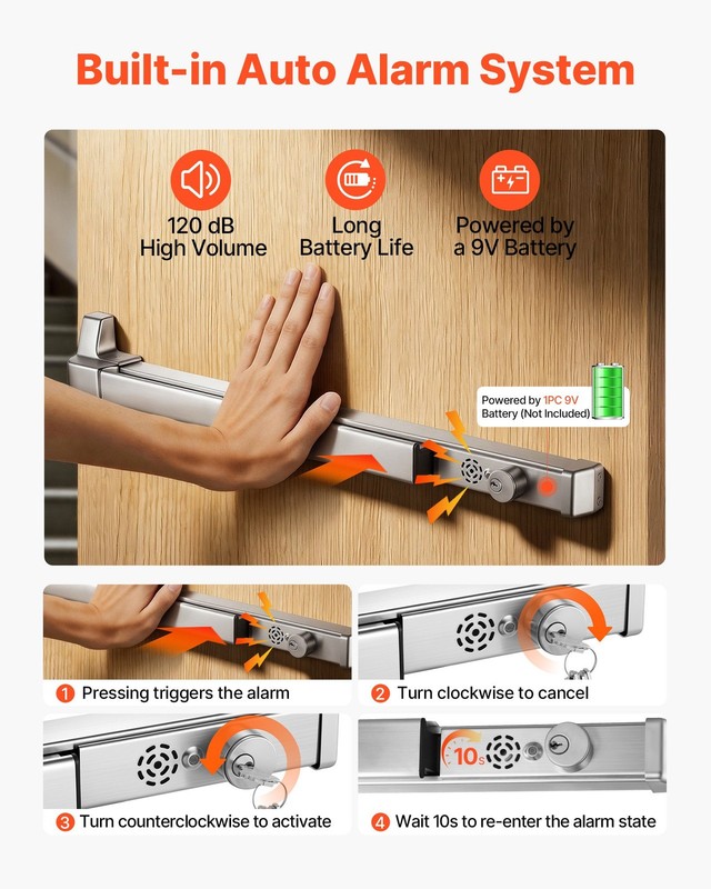 Push Bar Panic Exit Device, 31" Stainless Steel Commercial Panic Bar for Exit Do gallery